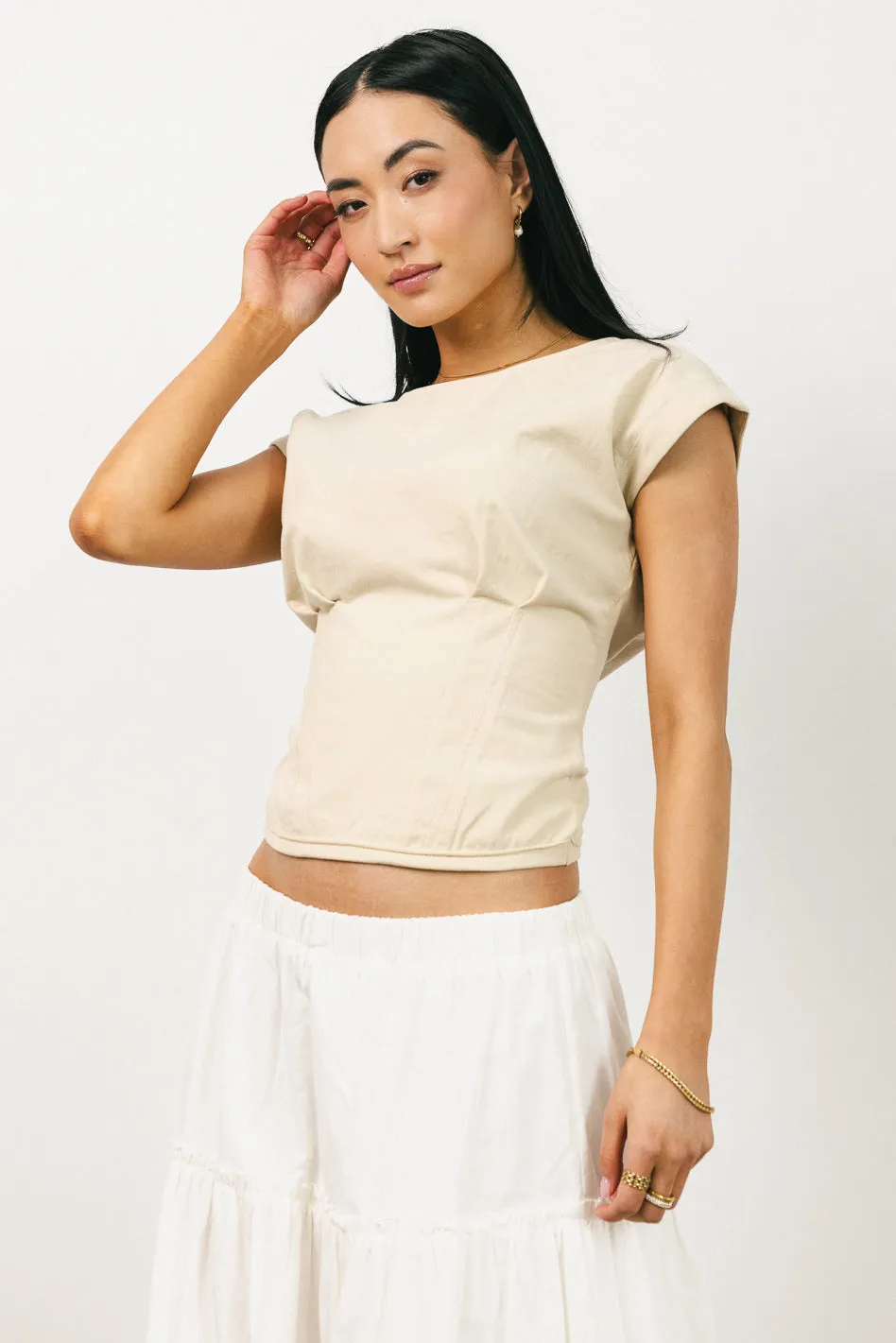 Tam Pleated Top in Ecru - FINAL SALE sold by bohme product image thumbnail 2