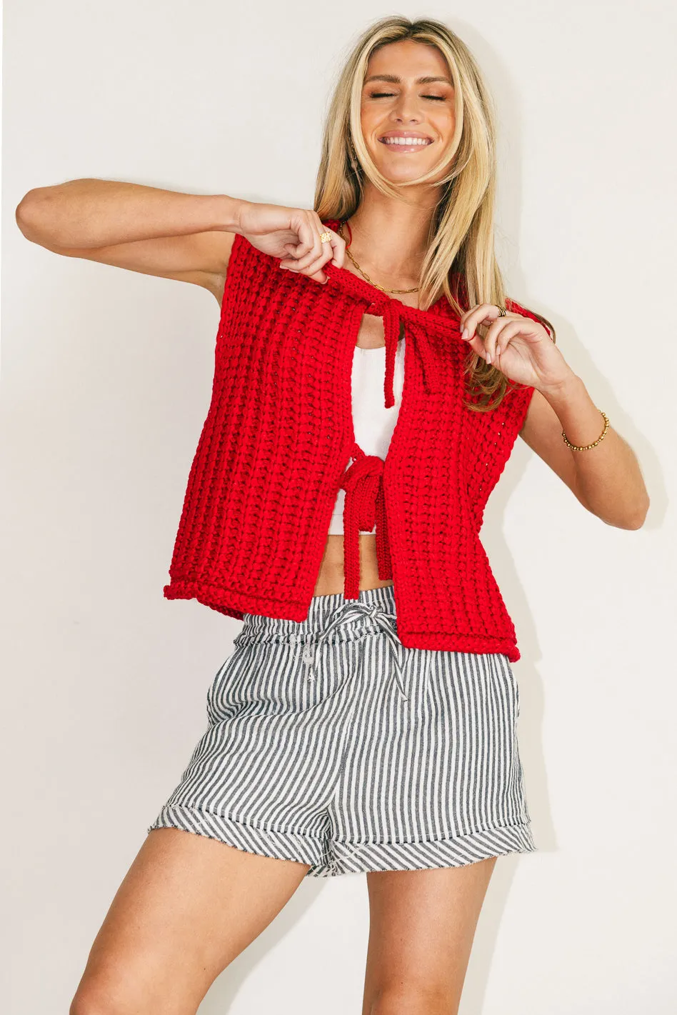 Brea Knit Vest in Red - FINAL SALE sold by bohme product image thumbnail 4