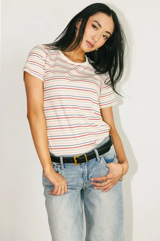 Christopher Striped Tee in Multi sold by bohme
