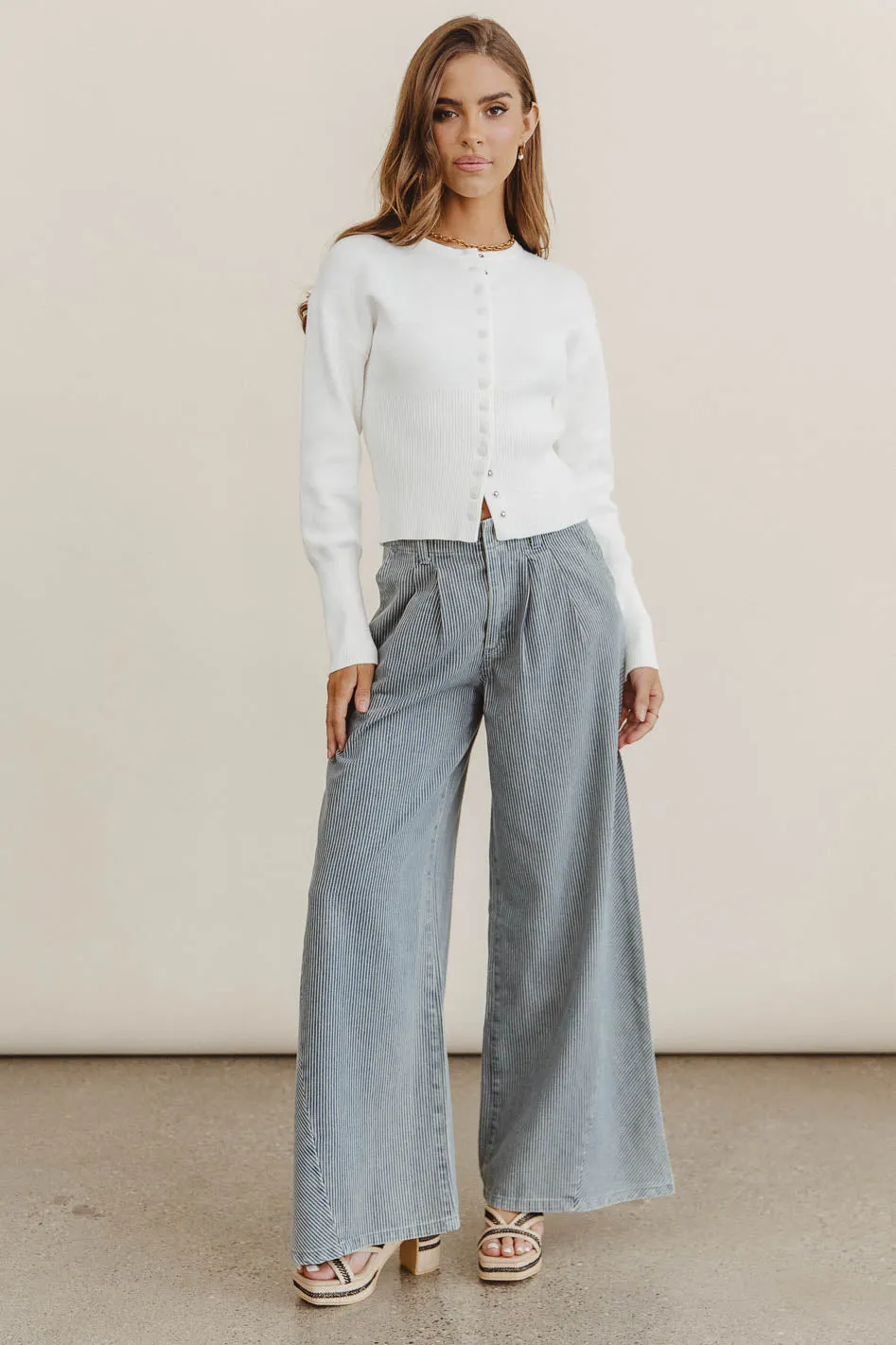 Milla Striped Wide Leg Jeans - FINAL SALE sold by bohme product image thumbnail 4