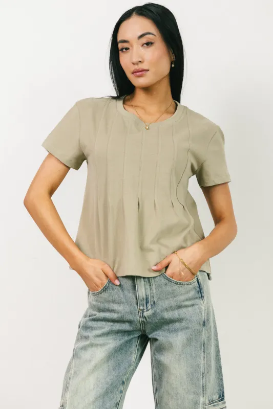 Cattelain Pleated Top in Olive - FINAL SALE sold by bohme