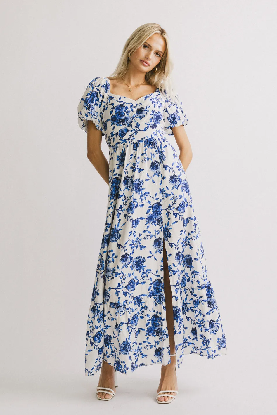 Mellanie Floral Maxi Dress in Blue - FINAL SALE sold by bohme