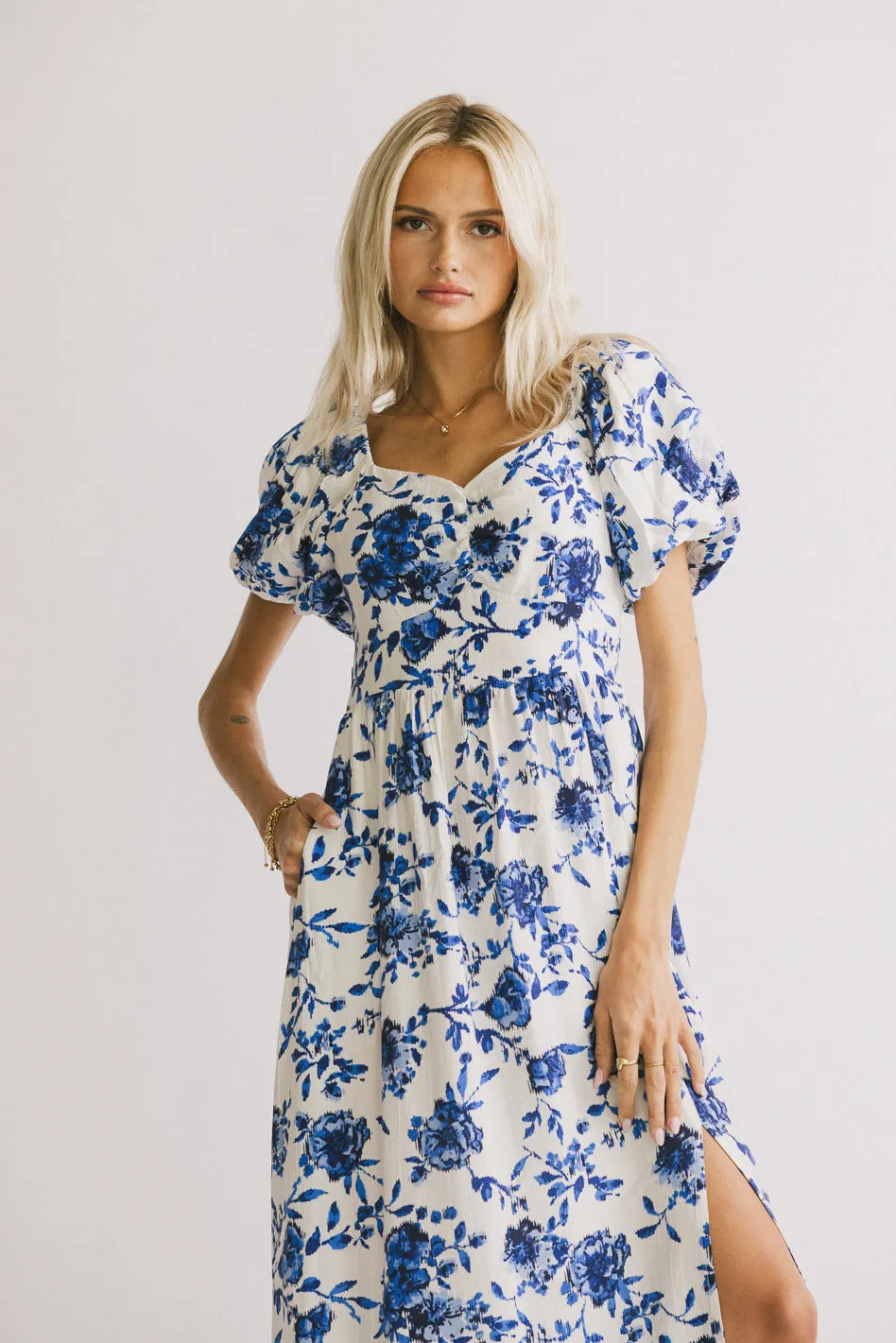 Mellanie Floral Maxi Dress in Blue - FINAL SALE sold by bohme product image thumbnail 3