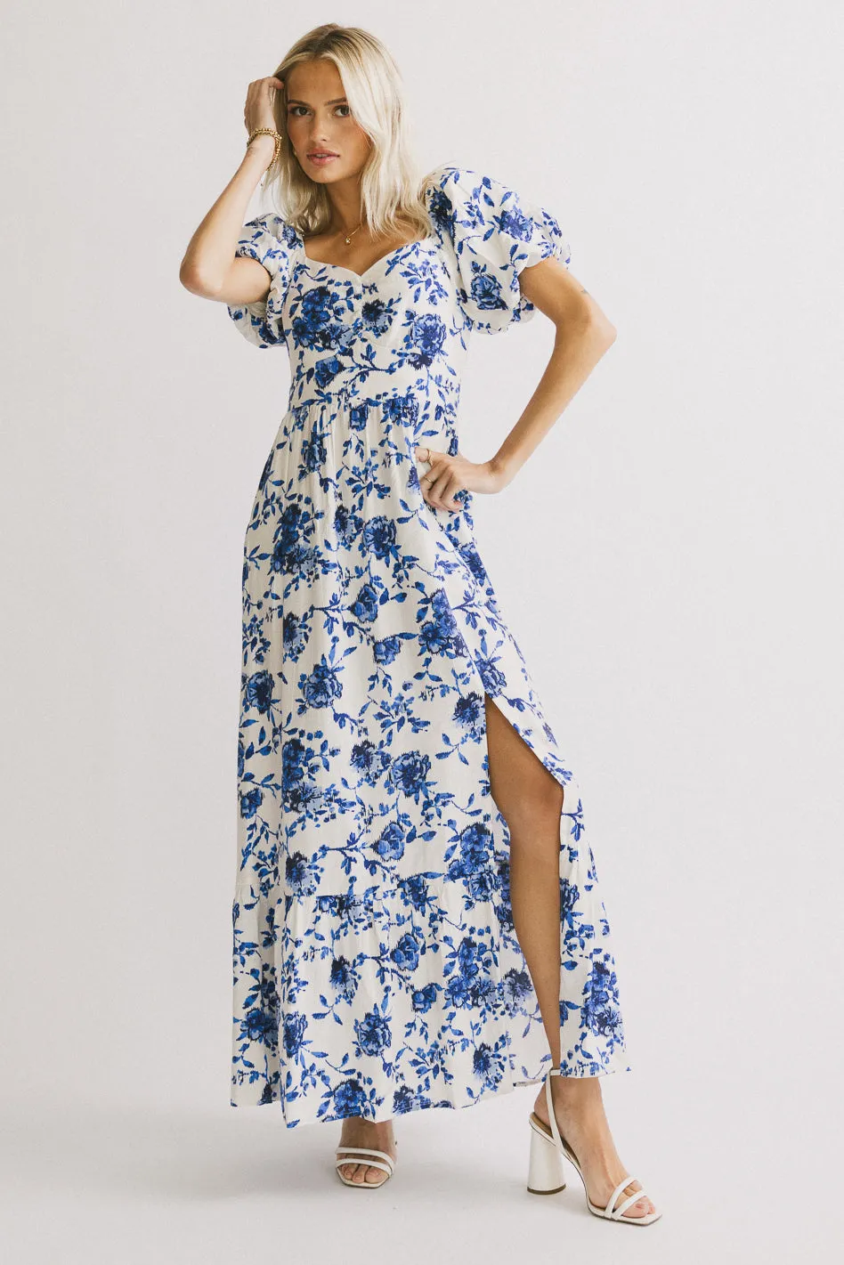 Mellanie Floral Maxi Dress in Blue - FINAL SALE sold by bohme product image thumbnail 5