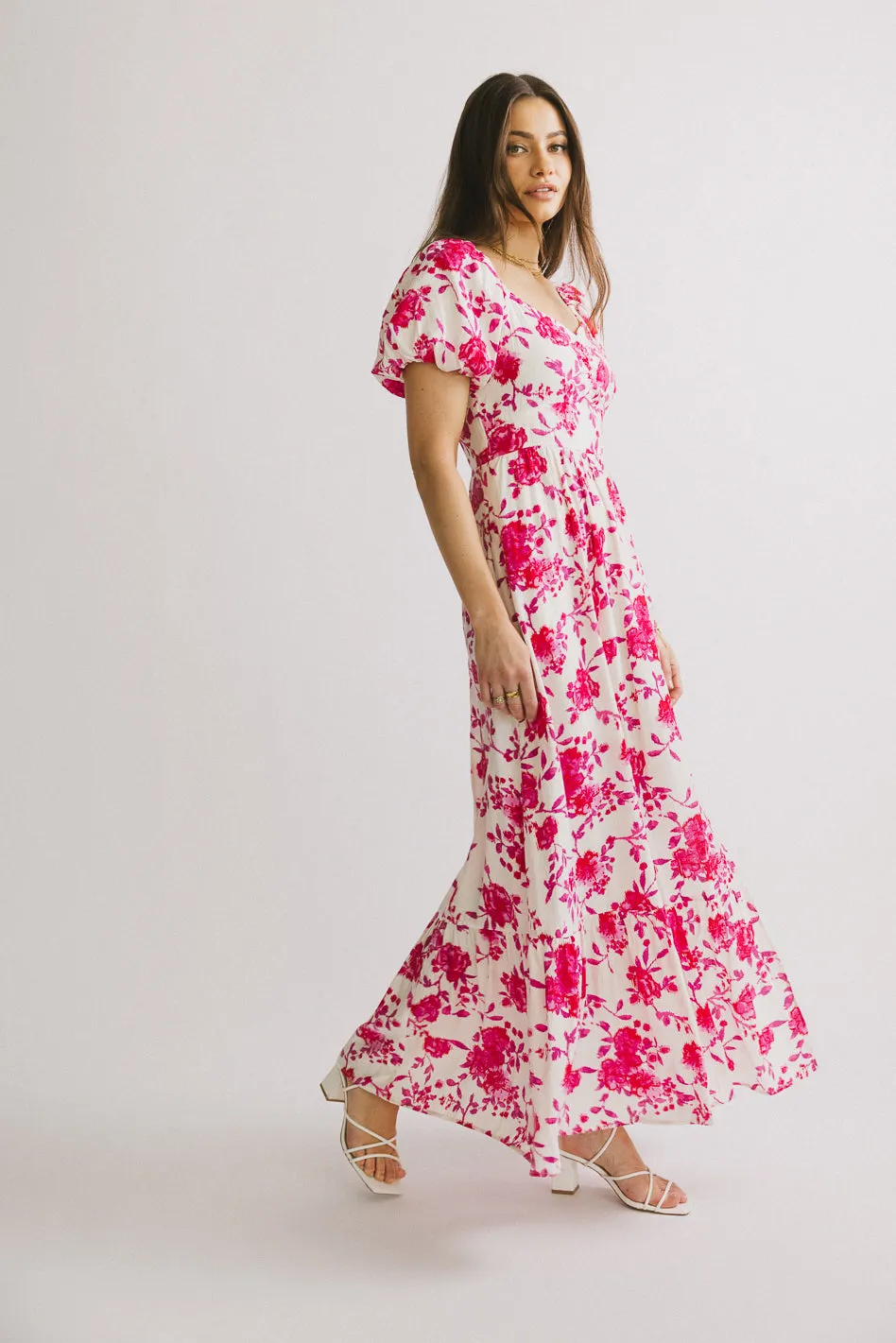 Mellanie Floral Maxi Dress in Fuchsia sold by bohme product image thumbnail 5