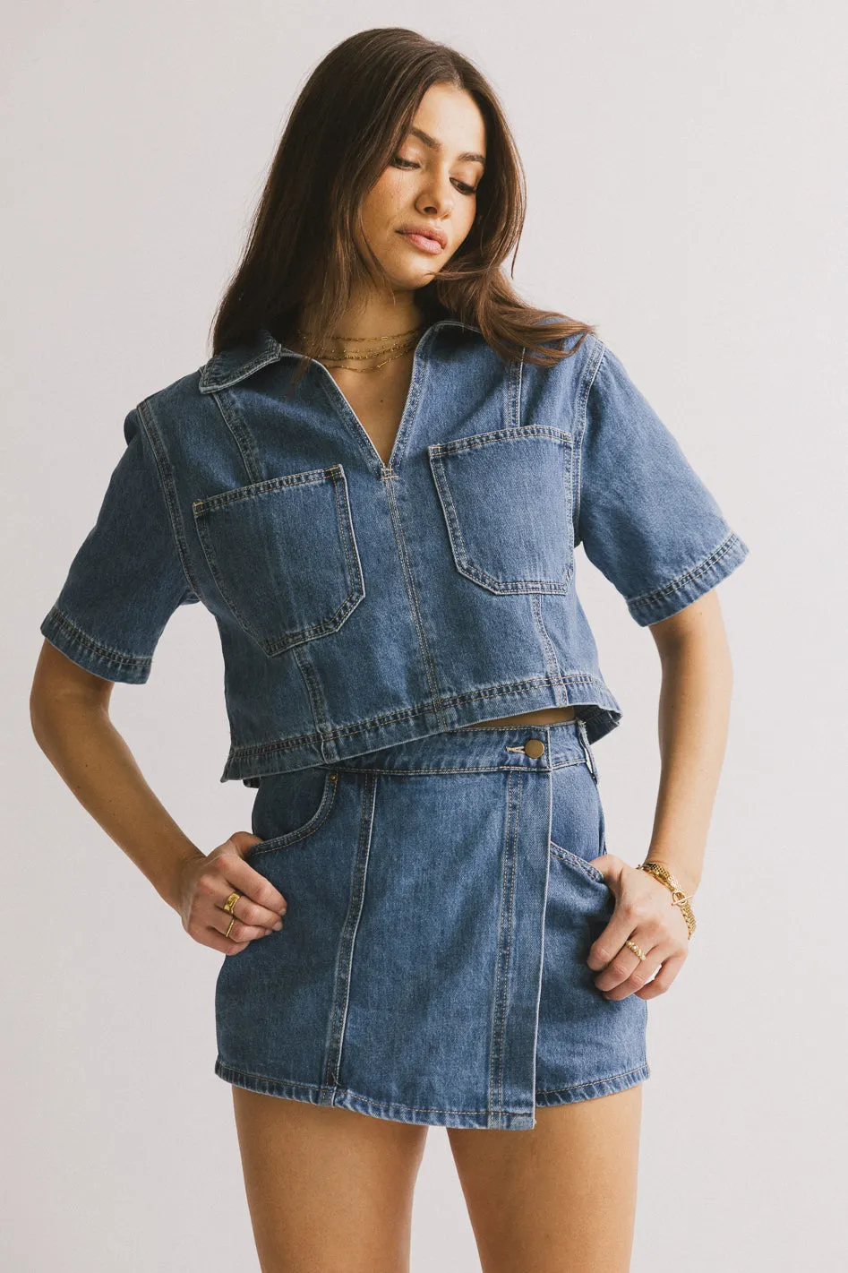 Gretta Collared Denim Top - FINAL SALE sold by bohme product image thumbnail 4