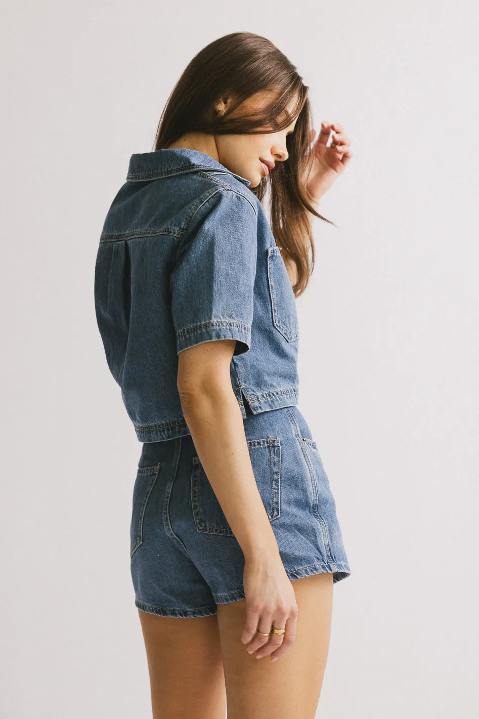 Gretta Collared Denim Top - FINAL SALE sold by bohme product image thumbnail 3