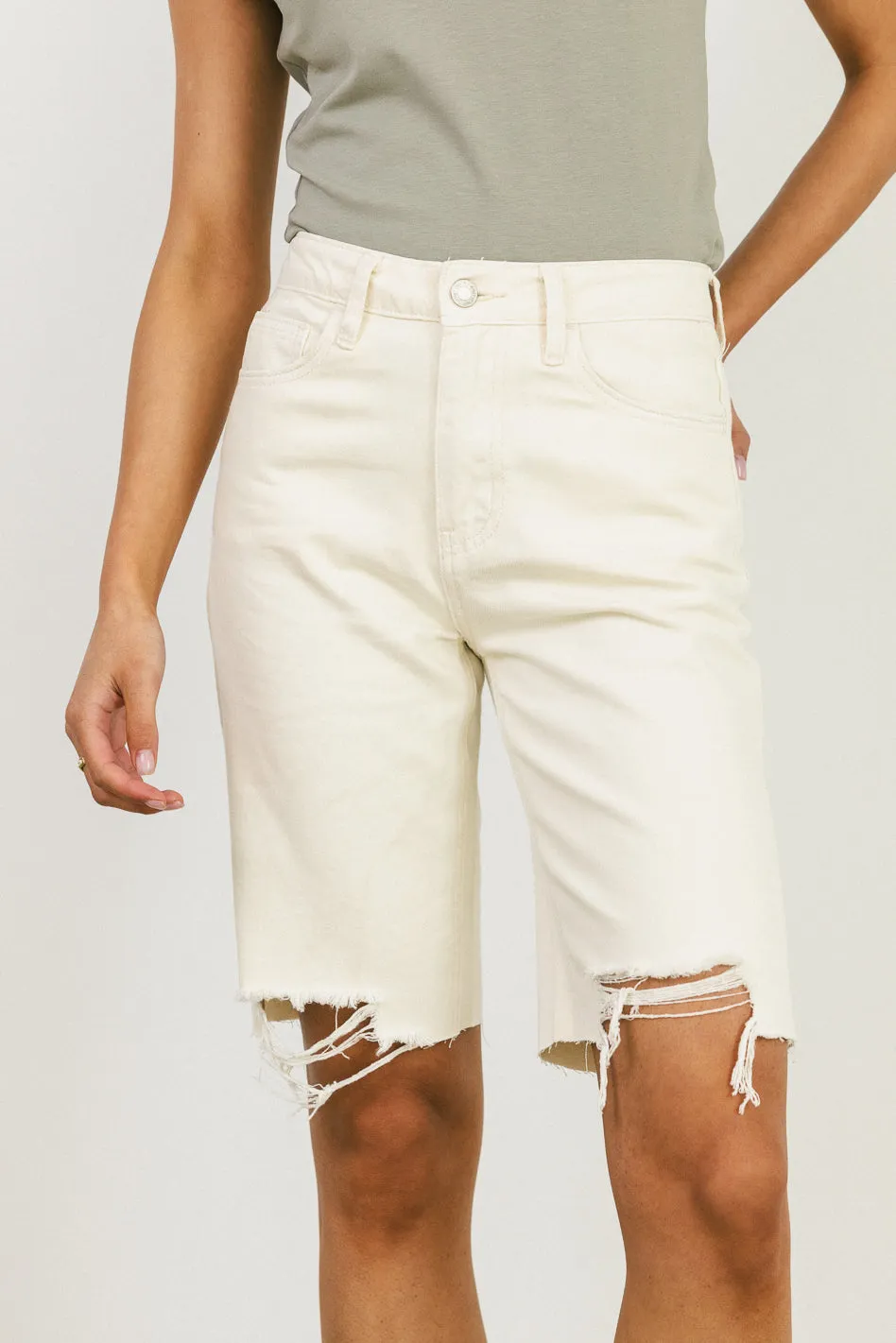 Marlene Denim Shorts in Ivory - FINAL SALE sold by bohme product image thumbnail 3