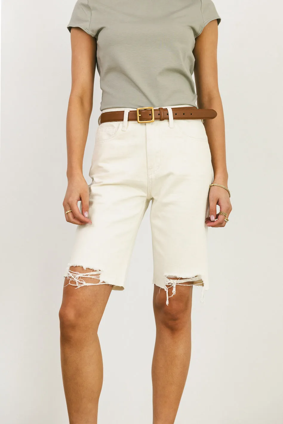 Marlene Denim Shorts in Ivory - FINAL SALE sold by bohme