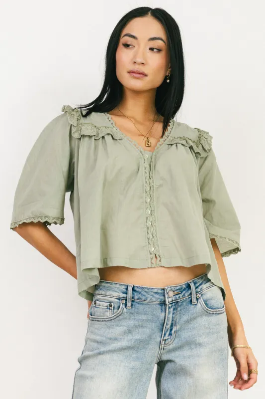 Potter Lace Blouse in Sage - FINAL SALE sold by bohme
