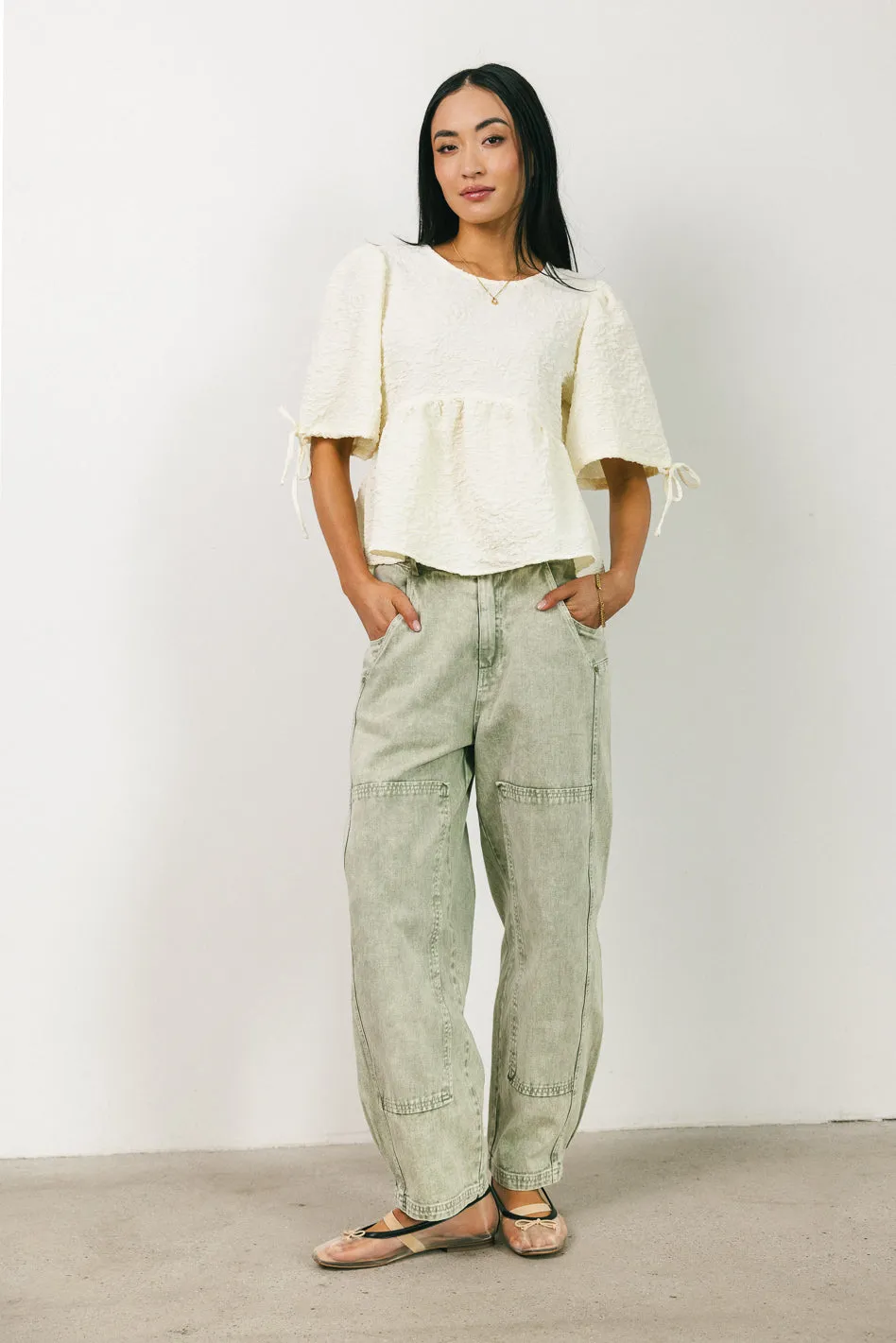 Alessia Peplum Top in Cream sold by bohme product image thumbnail 2