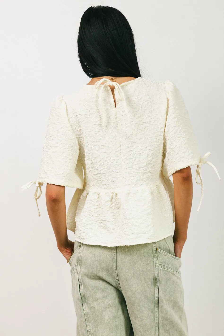 Alessia Peplum Top in Cream sold by bohme product image thumbnail 4
