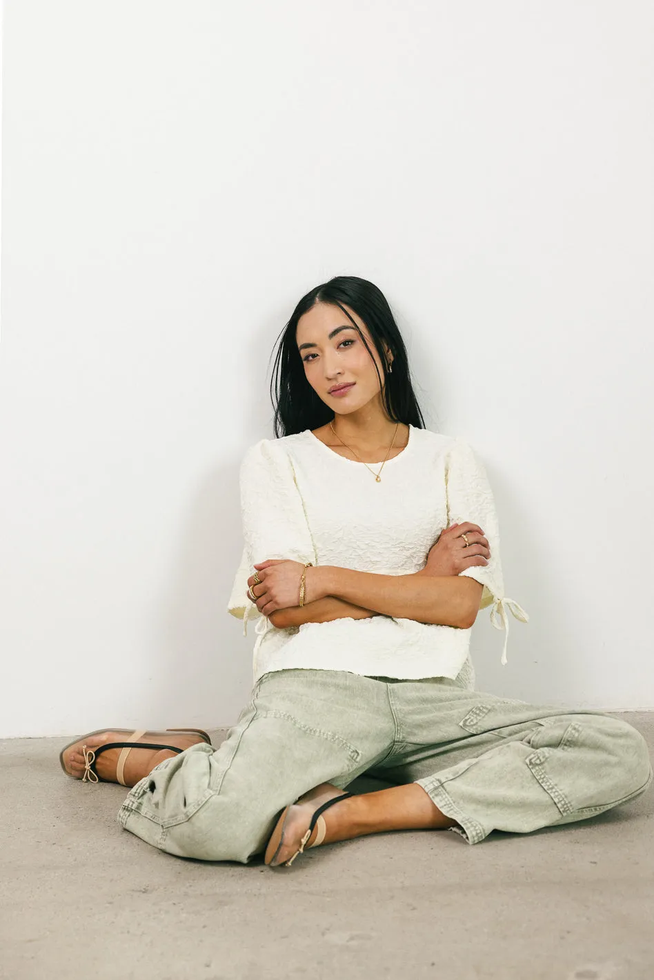 Alessia Peplum Top in Cream sold by bohme product image thumbnail 5