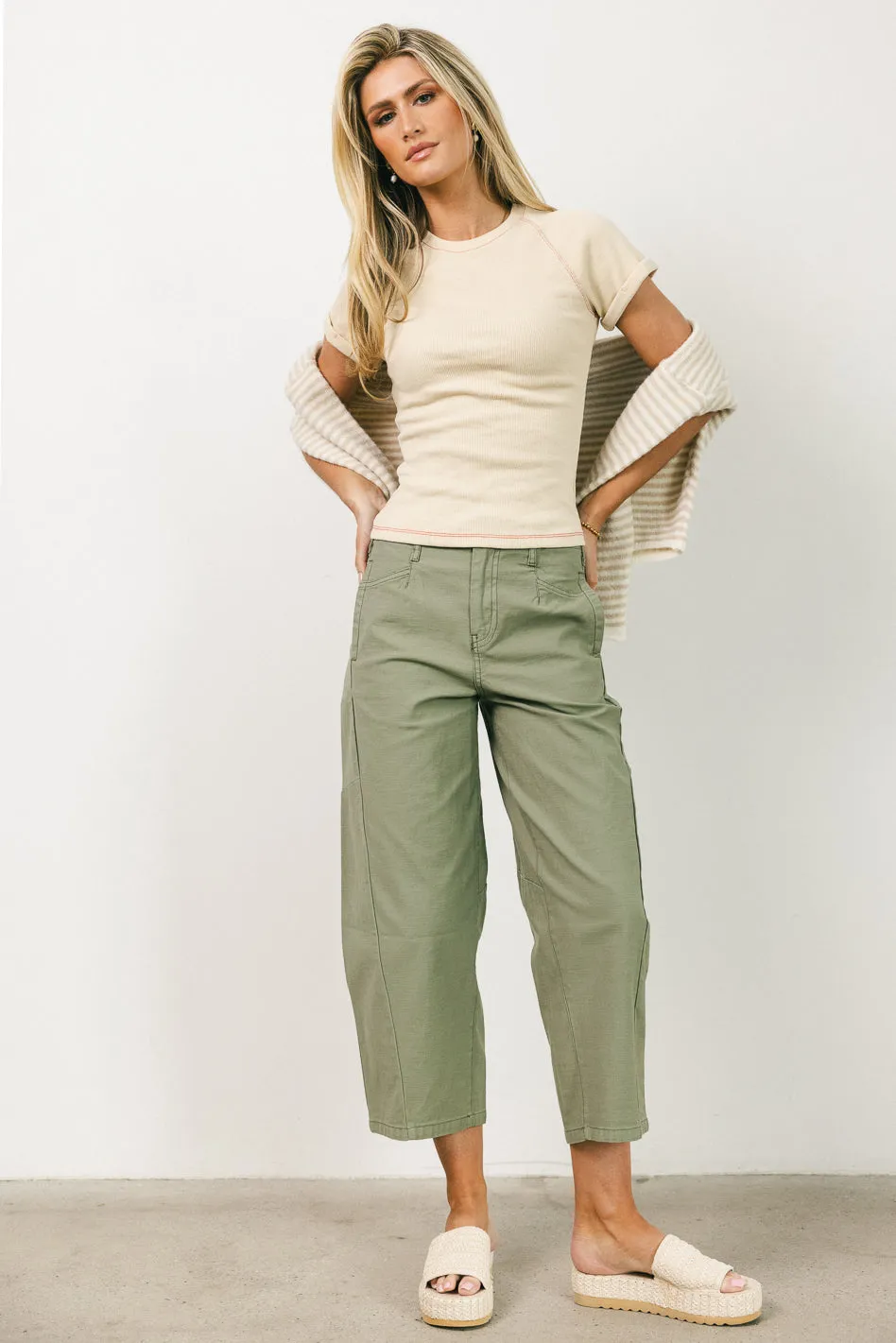Sephrina Barrel Pants in Olive - FINAL SALE sold by bohme product image thumbnail 3