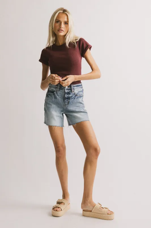 Ariel Distressed Denim Shorts sold by bohme