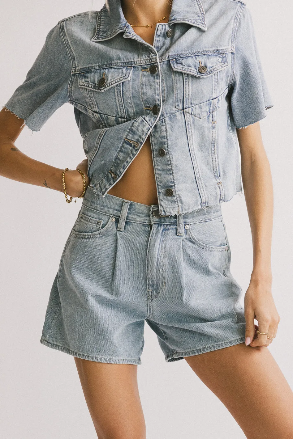 Pryia Denim Shorts in Light Wash - FINAL SALE sold by bohme product image thumbnail 3