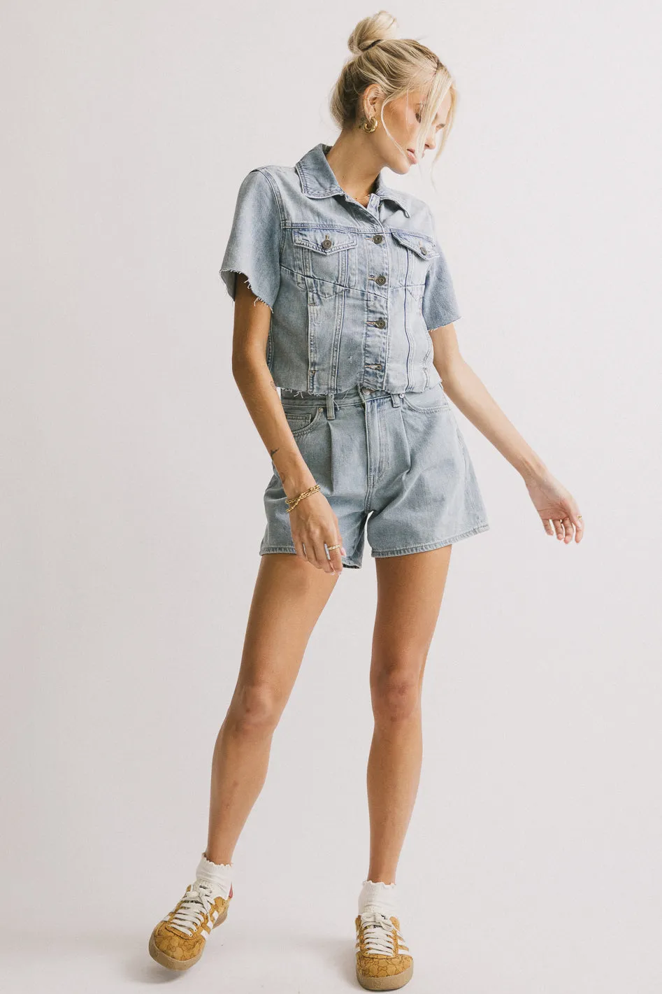 Pryia Denim Shorts in Light Wash - FINAL SALE sold by bohme product image thumbnail 4