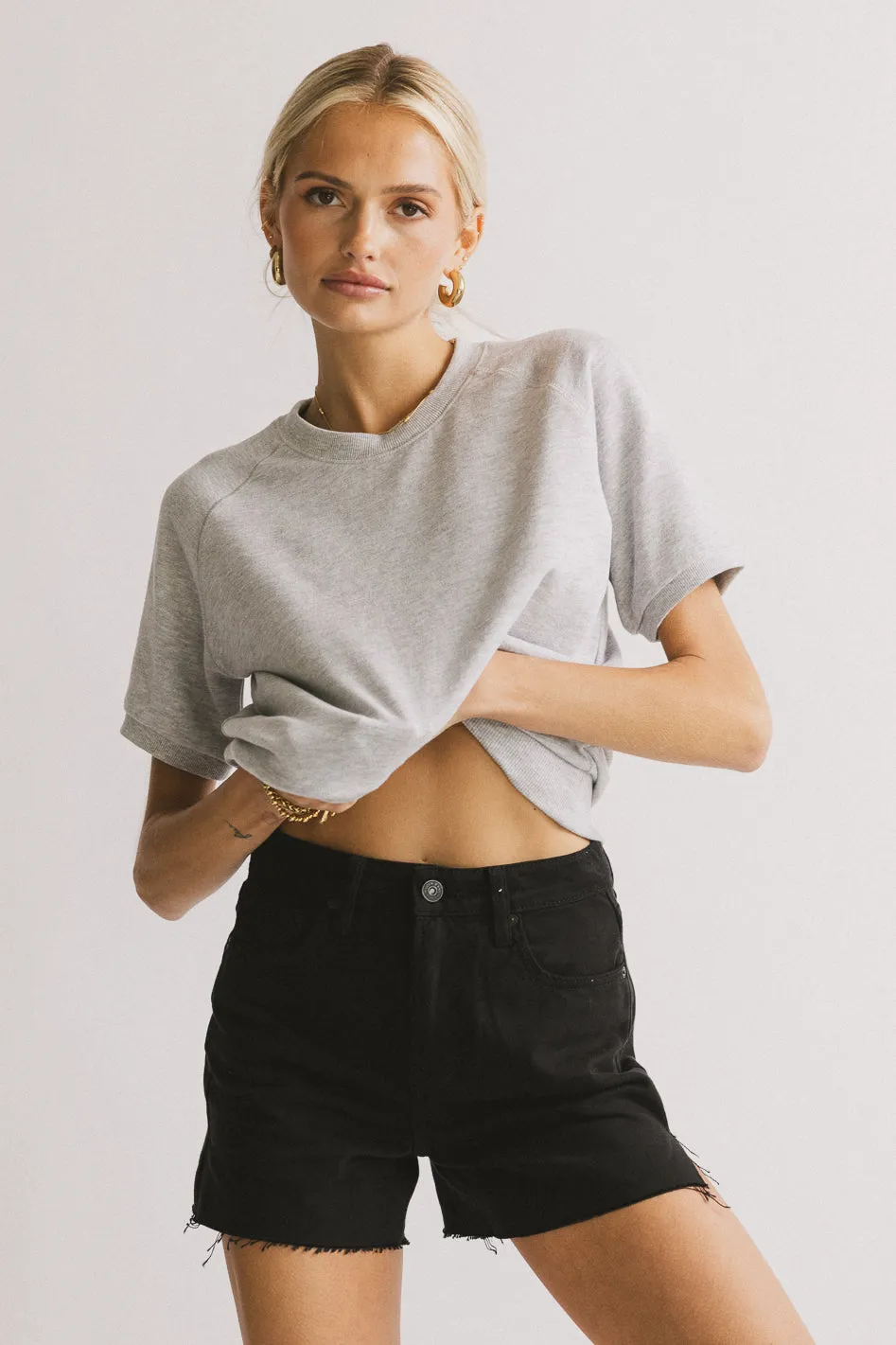 Pauly Short Sleeve Top in Heather Grey - FINAL SALE sold by bohme product image thumbnail 5