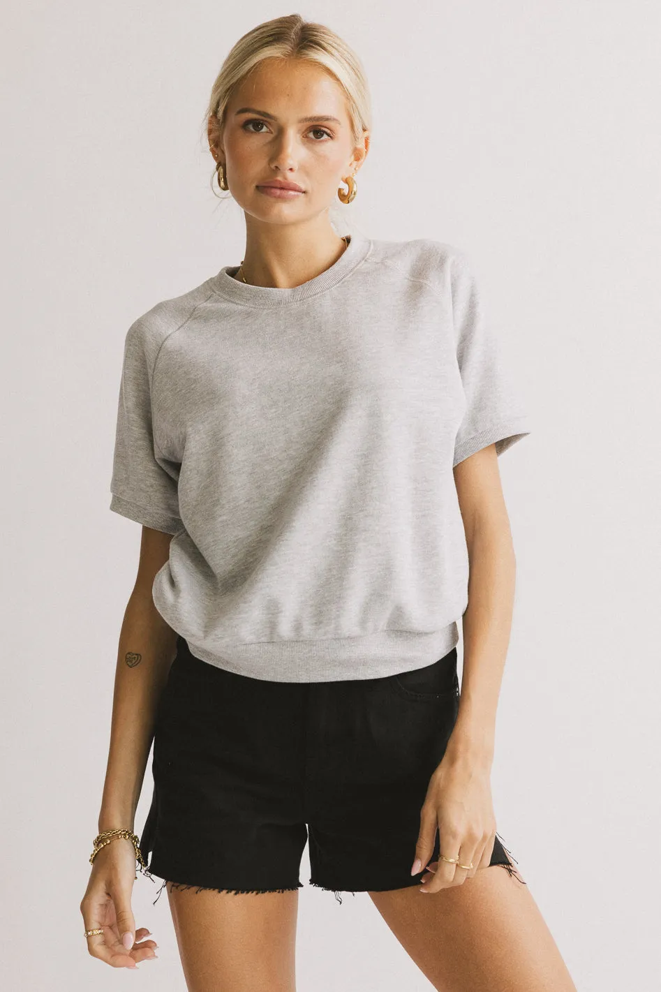 Pauly Short Sleeve Top in Heather Grey - FINAL SALE sold by bohme product image thumbnail 3