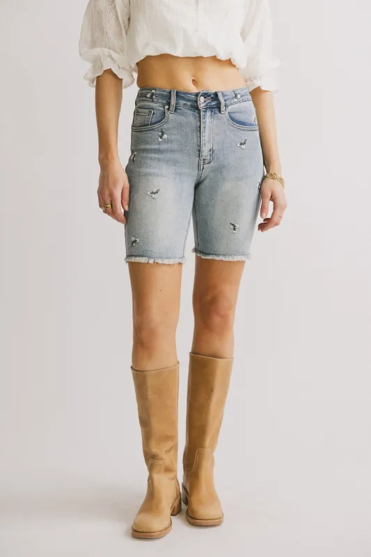 Chelsea High Rise Denim Shorts sold by bohme