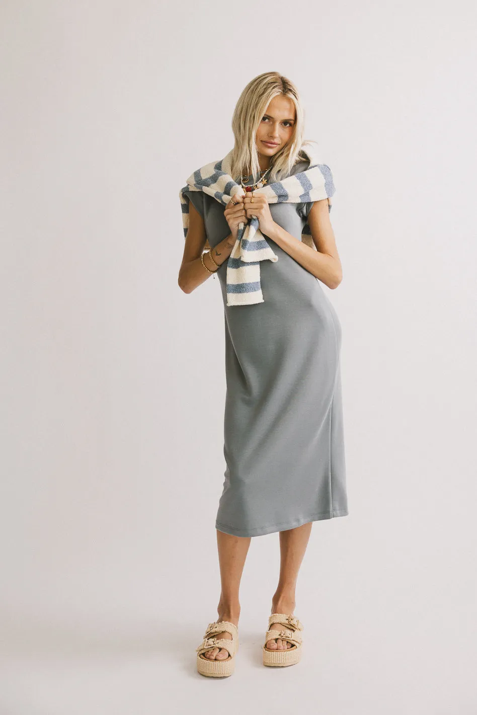 Lauren Tee Shirt Midi Dress in Slate Blue sold by bohme product image thumbnail 5