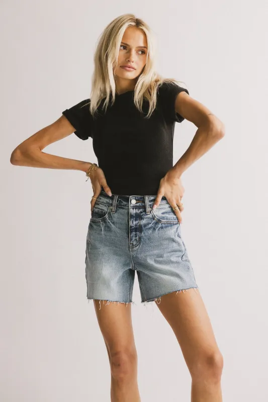 Kammie Ribbed Basic Tee in Black sold by bohme