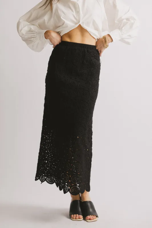 Nanet Crocheted Maxi Skirt in Black - FINAL SALE sold by bohme