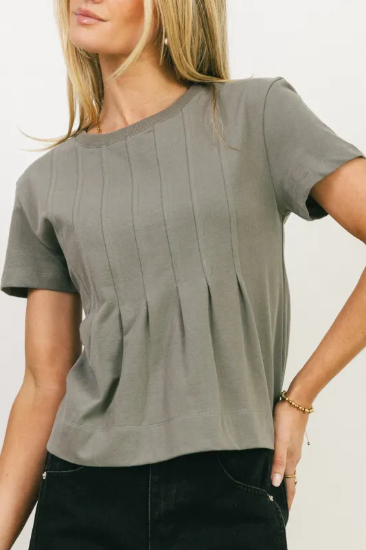 Cattelain Pleated Top in Charcoal sold by bohme