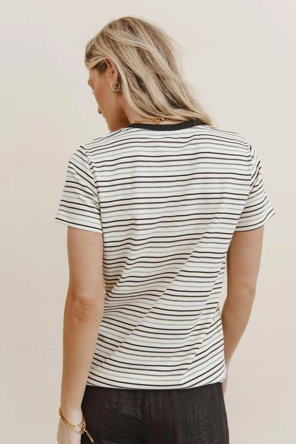 Christopher Striped Tee in Black - FINAL SALE sold by bohme product image thumbnail 2