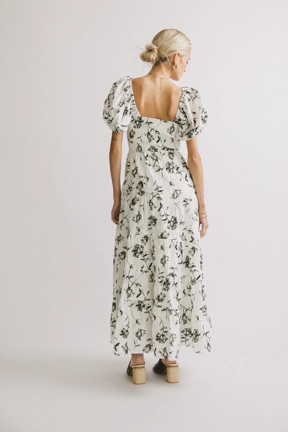 PREORDER- Theodosia Floral Midi Dress in White sold by bohme product image thumbnail 4
