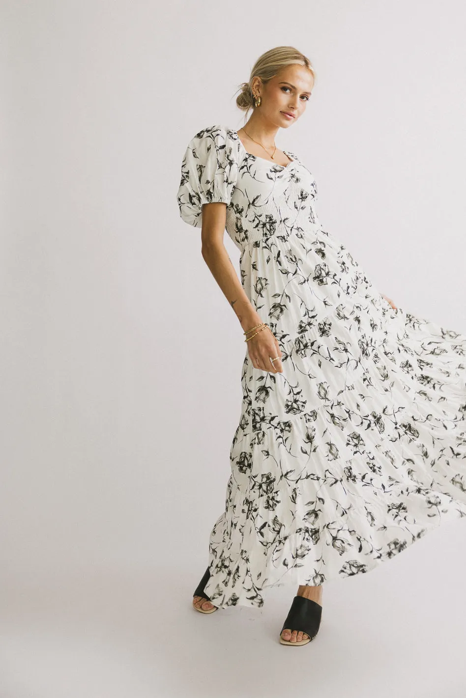 PREORDER- Theodosia Floral Midi Dress in White sold by bohme product image thumbnail 2