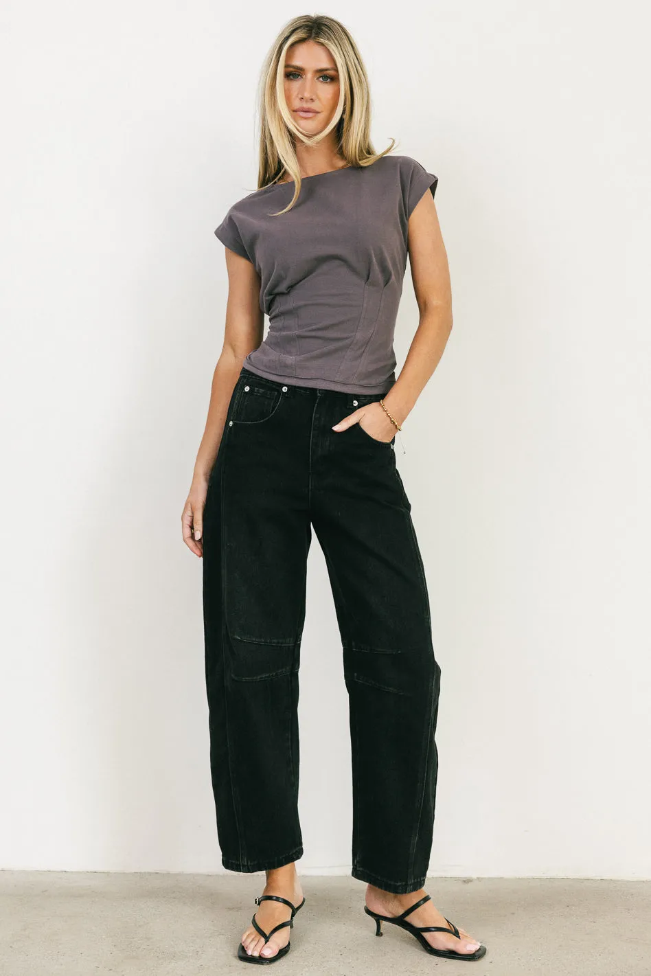 Tam Pleated Top in Charcoal - FINAL SALE sold by bohme product image thumbnail 3