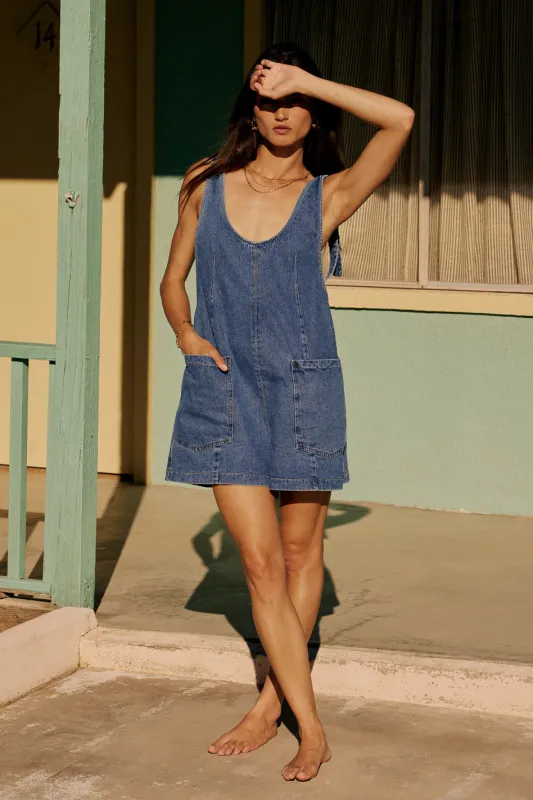 Scottie Denim Overalls in Medium Wash - FINAL SALE sold by bohme