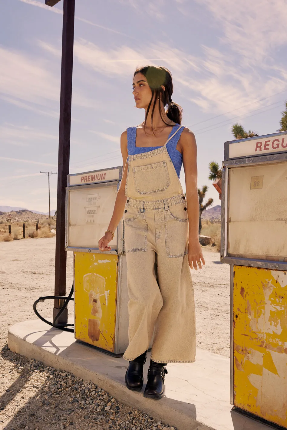 Miller Light Wash Overalls sold by bohme