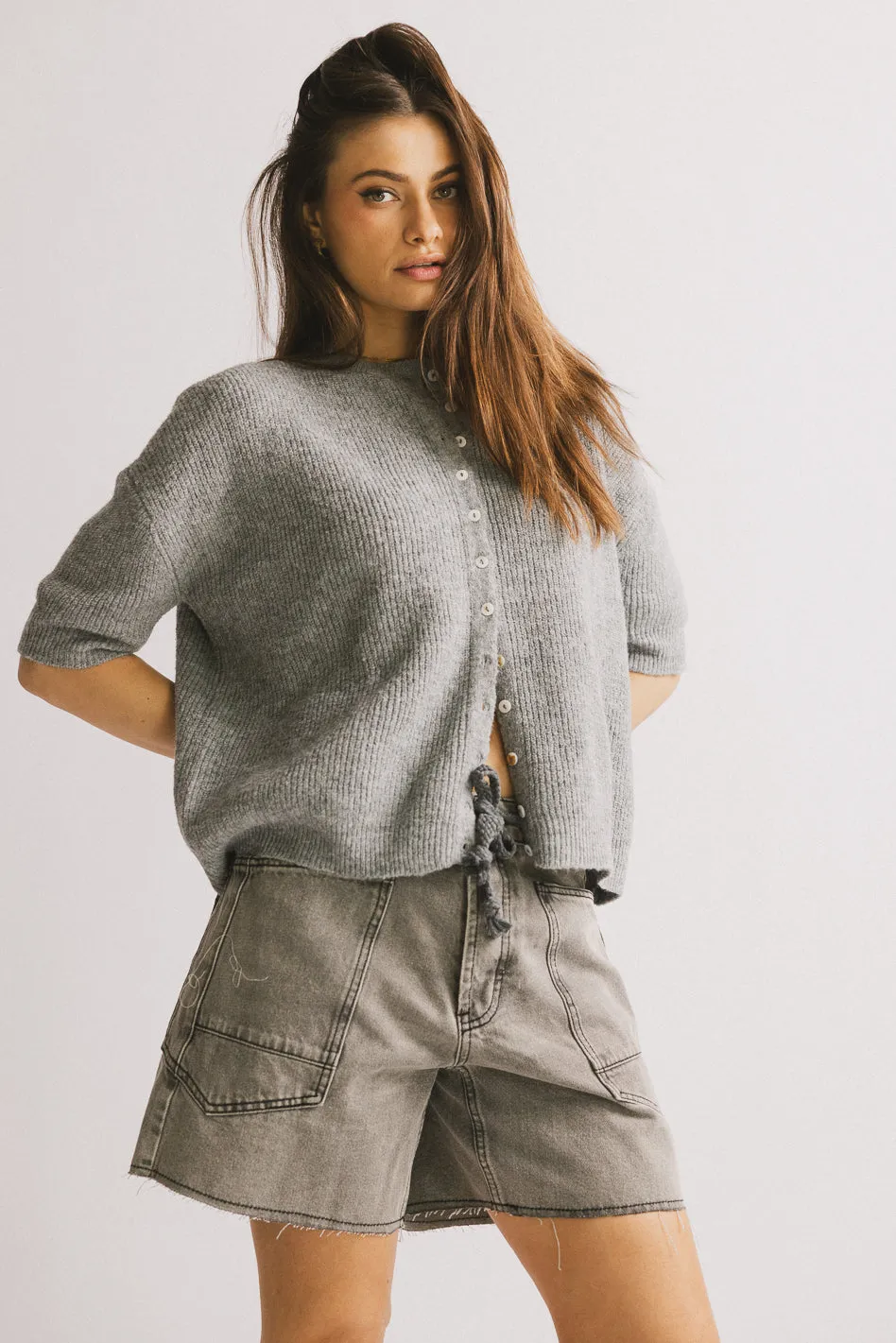 Leah Knit Cardigan in Heather Grey - FINAL SALE sold by bohme product image thumbnail 4