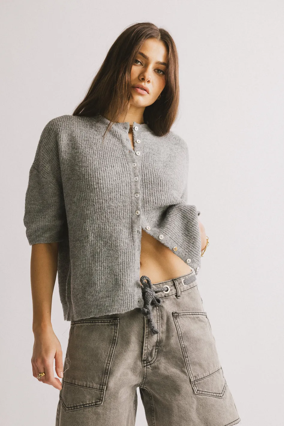Leah Knit Cardigan in Heather Grey - FINAL SALE sold by bohme product image thumbnail 5