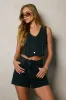 Pryia Denim Shorts in Black sold by bohme