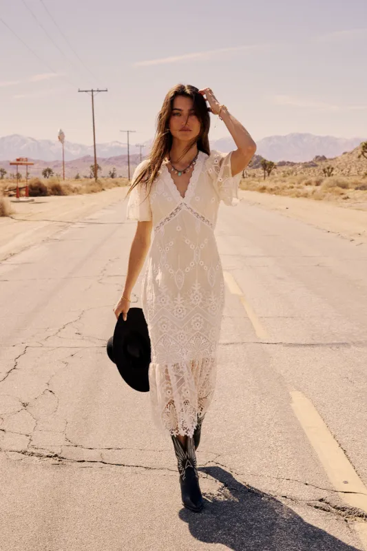 Maxene Embroidered Midi Dress sold by bohme