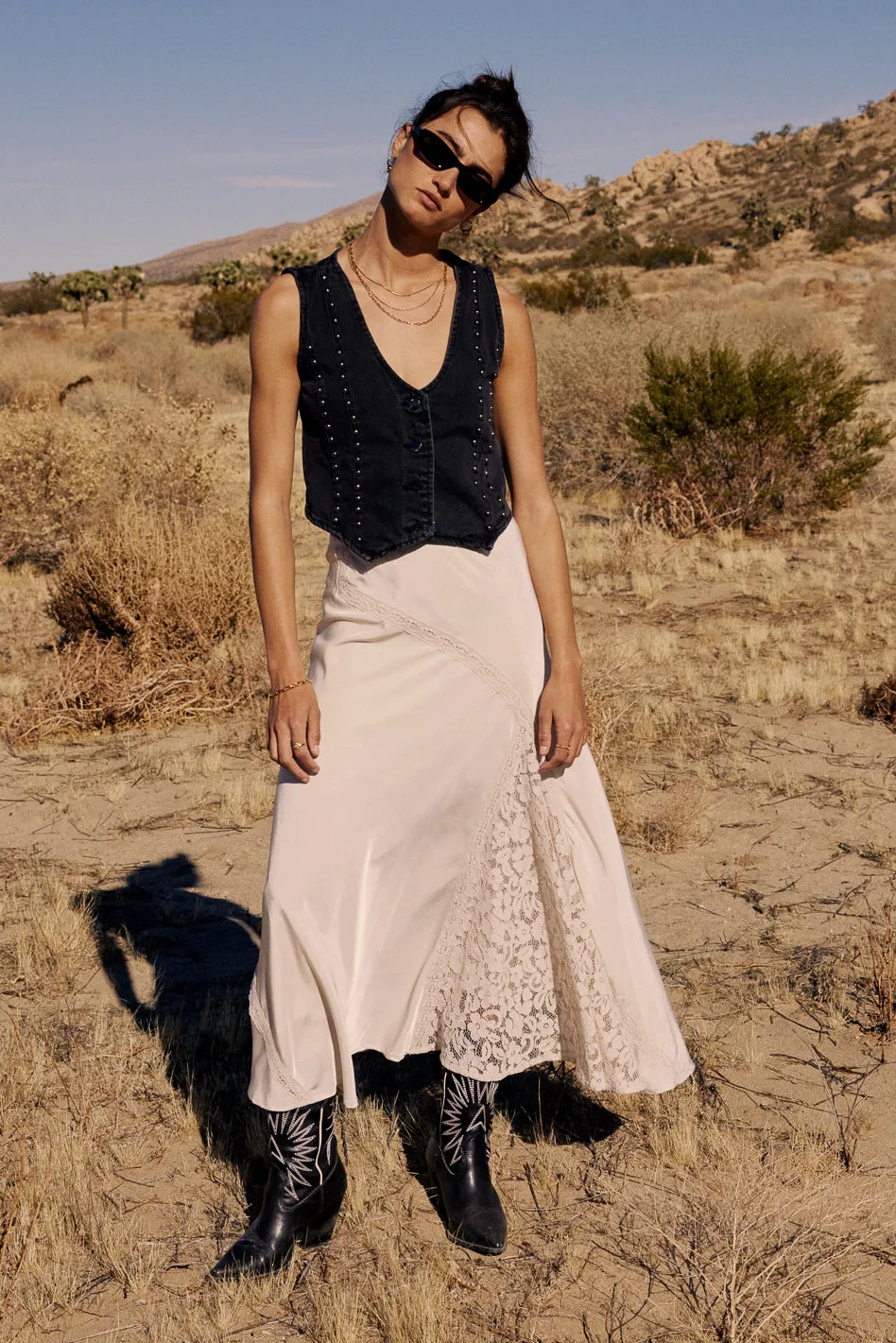 Samantha Maxi Skirt in Cream sold by bohme