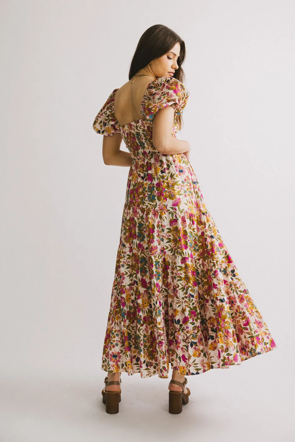 Robbie Floral Midi Dress in Pink sold by bohme product image thumbnail 5