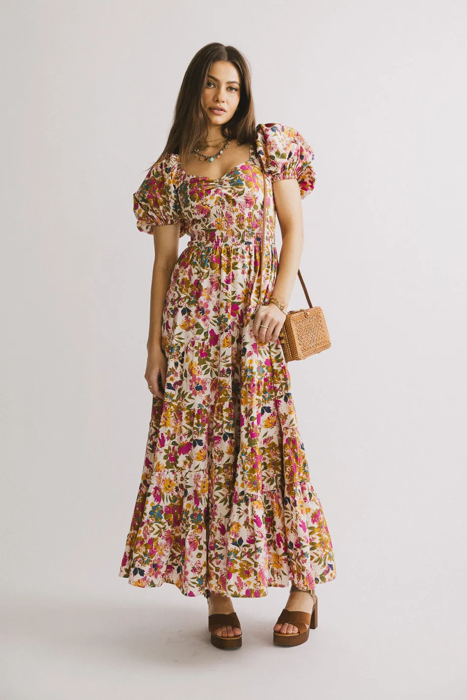 Robbie Floral Midi Dress in Pink sold by bohme product image thumbnail 4
