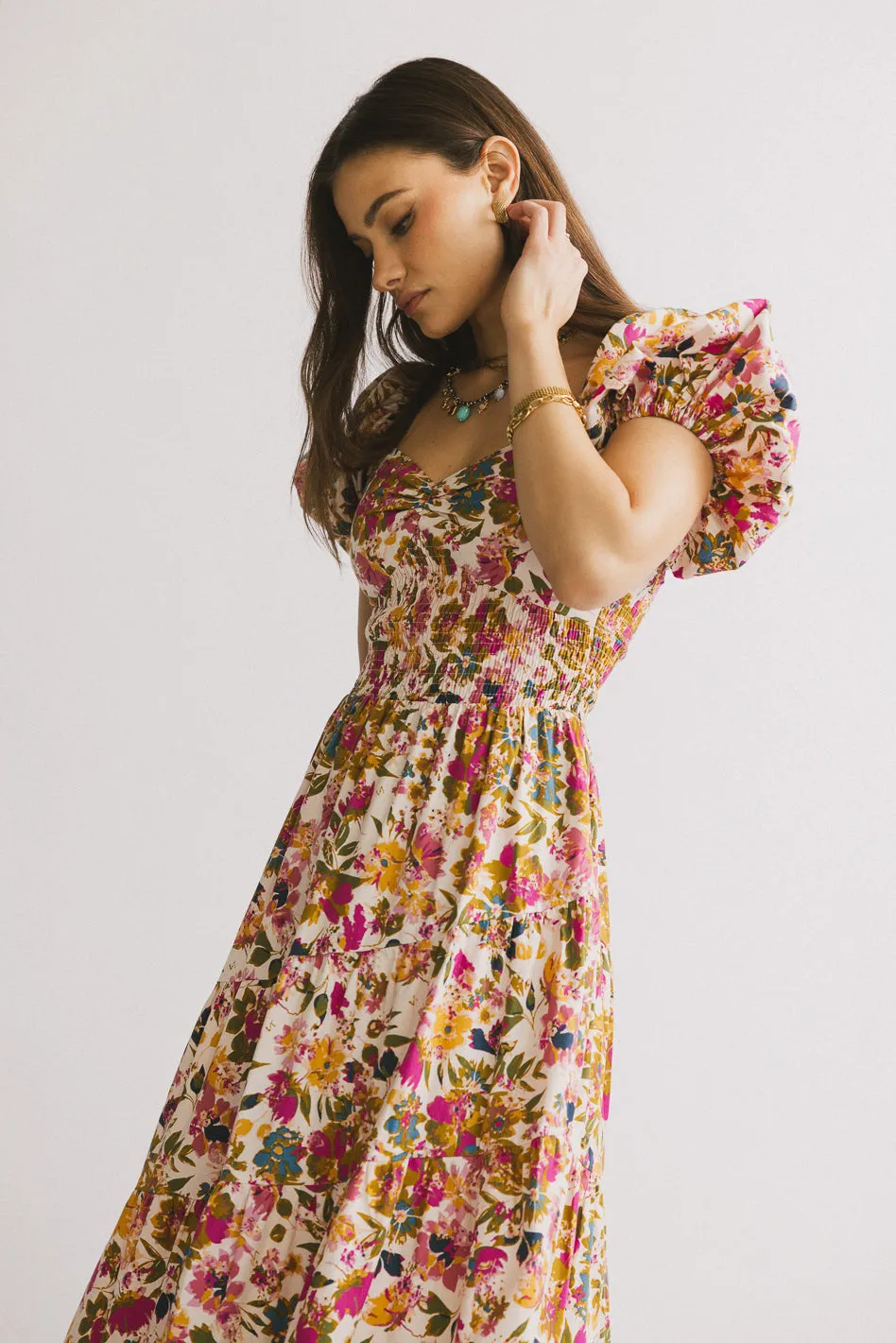 Robbie Floral Midi Dress in Pink sold by bohme product image thumbnail 2