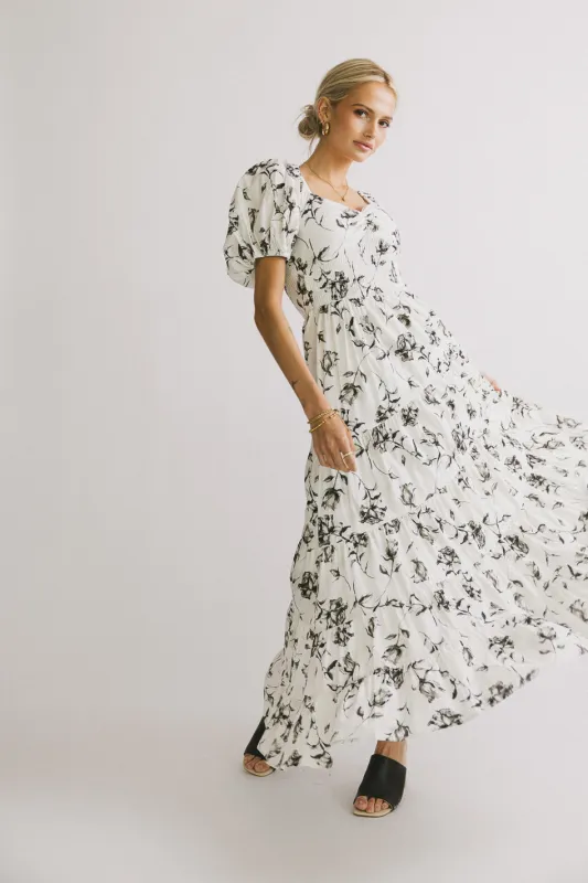 Robbie Floral Midi Dress in White - FINAL SALE sold by bohme