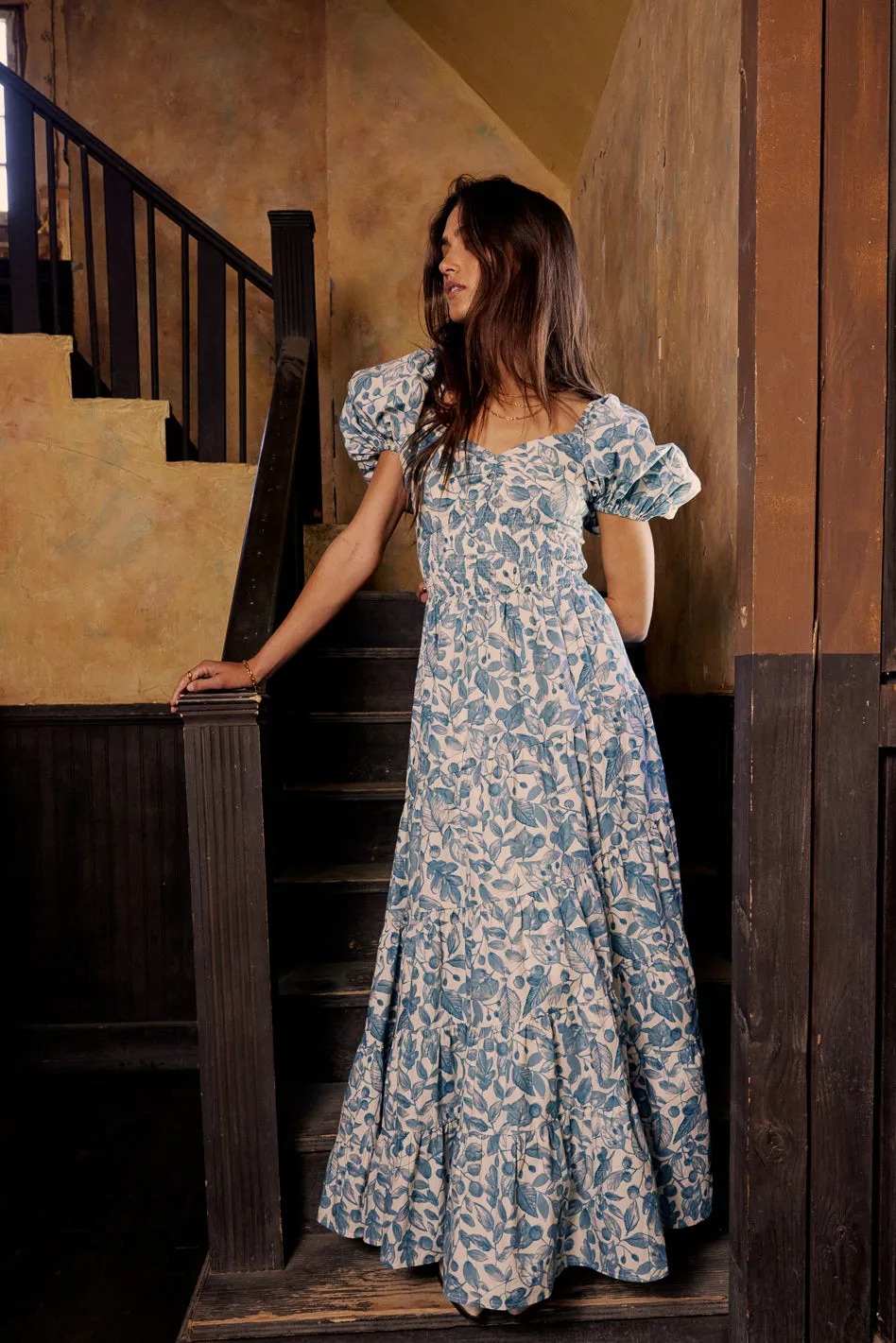 Robbie Floral Midi Dress in Blue - FINAL SALE sold by bohme product image thumbnail 3