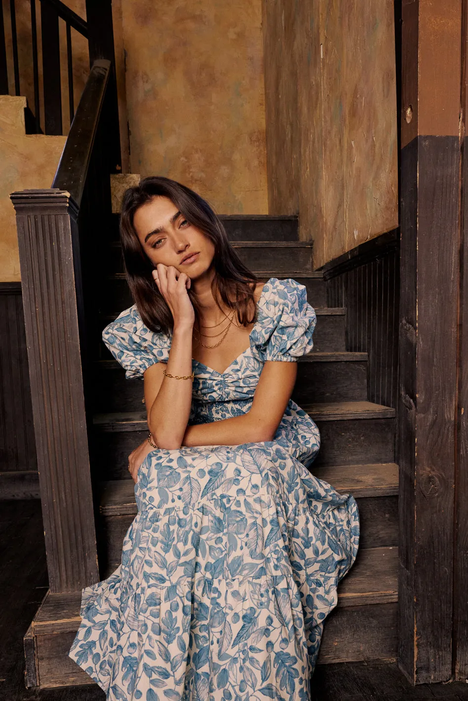 Robbie Floral Midi Dress in Blue - FINAL SALE sold by bohme product image thumbnail 5