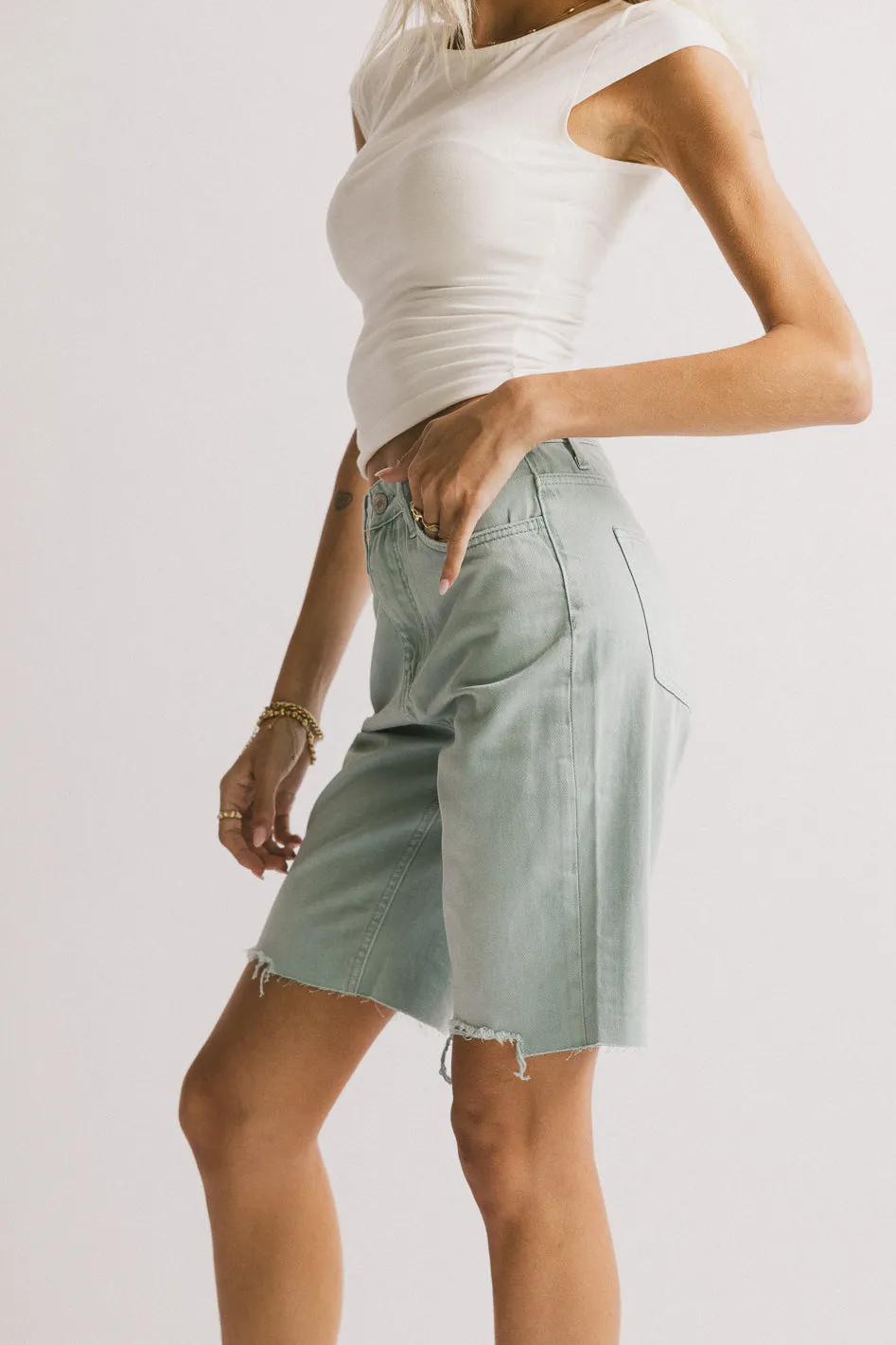 Marlene Denim Shorts in Seafoam - FINAL SALE sold by bohme product image thumbnail 4