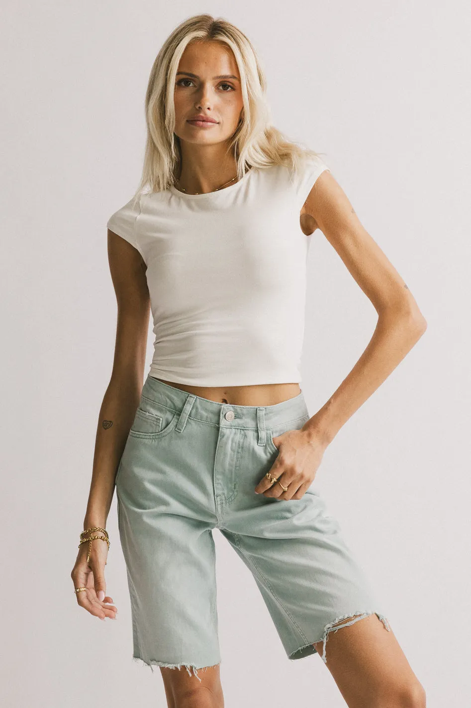 Marlene Denim Shorts in Seafoam - FINAL SALE sold by bohme product image thumbnail 2