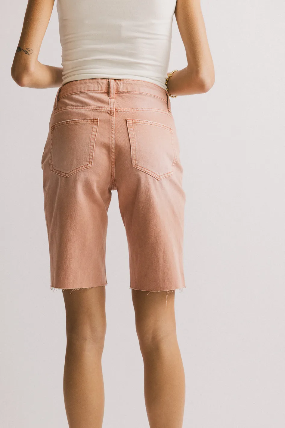 Marlene Denim Shorts in Salmon - FINAL SALE sold by bohme product image thumbnail 3