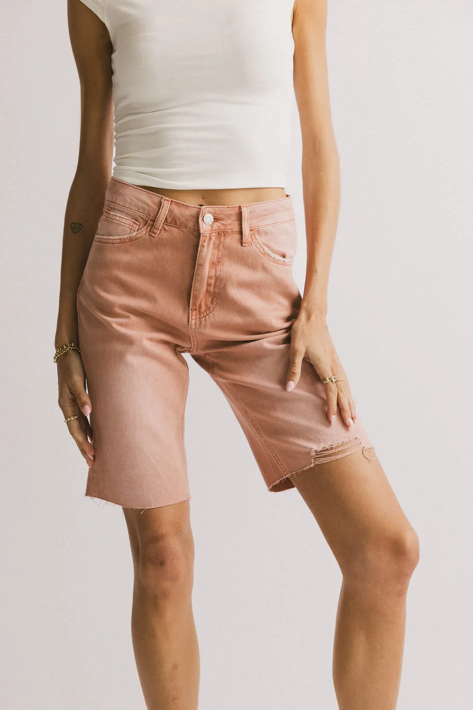 Marlene Denim Shorts in Salmon - FINAL SALE sold by bohme product image thumbnail 4
