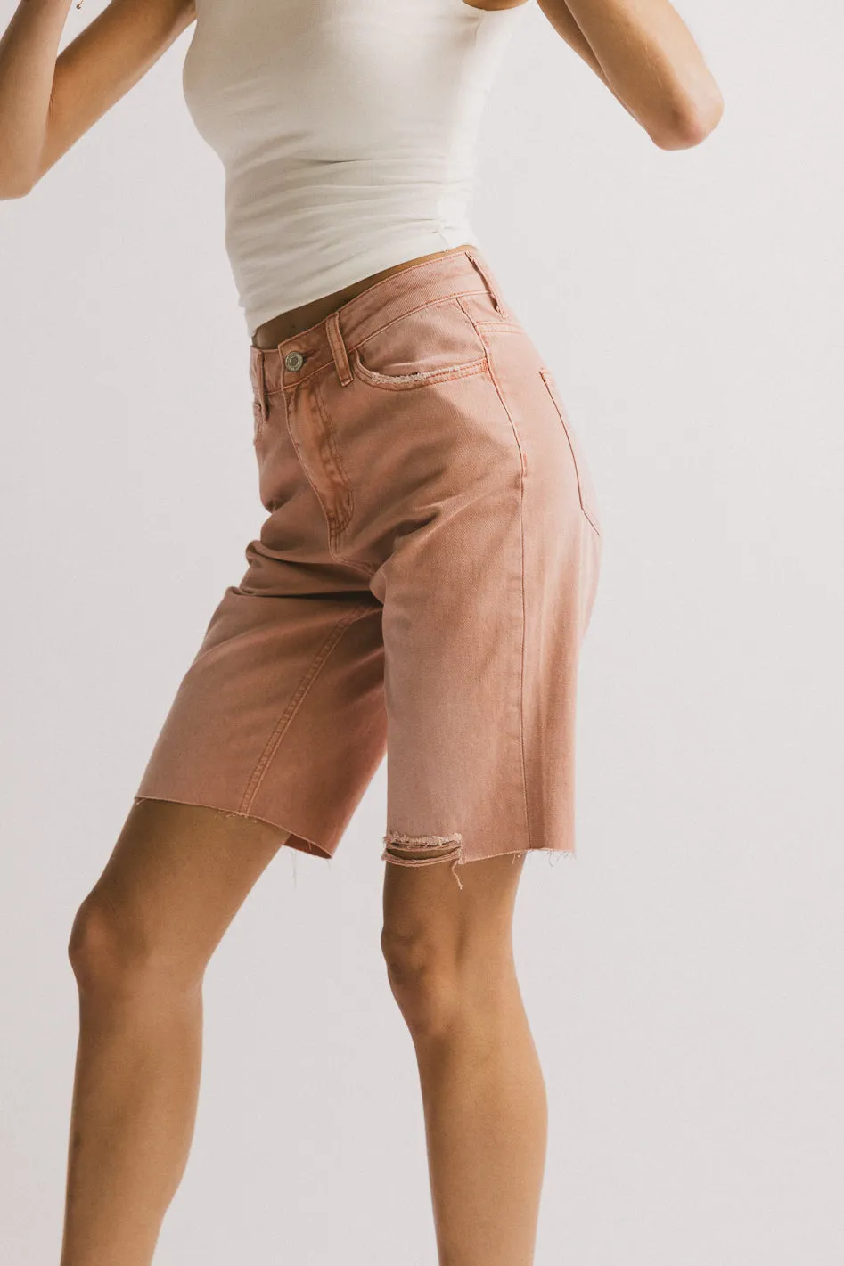 Marlene Denim Shorts in Salmon - FINAL SALE sold by bohme product image thumbnail 2